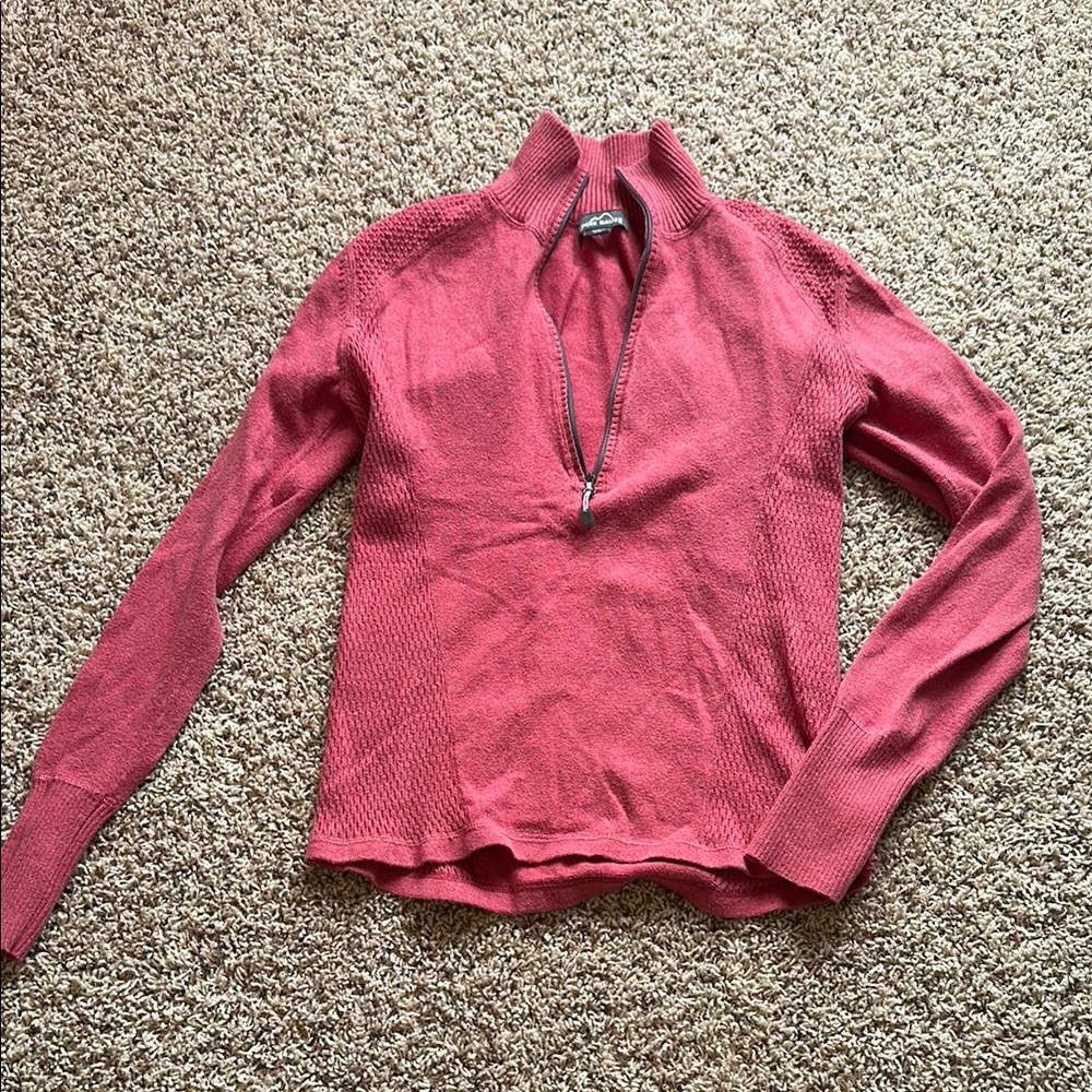 Eddie Bauer Burgundy Quarter-Zip Sweater